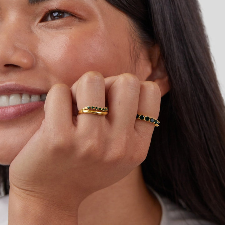 Calista | Emerald Green Layered Ring