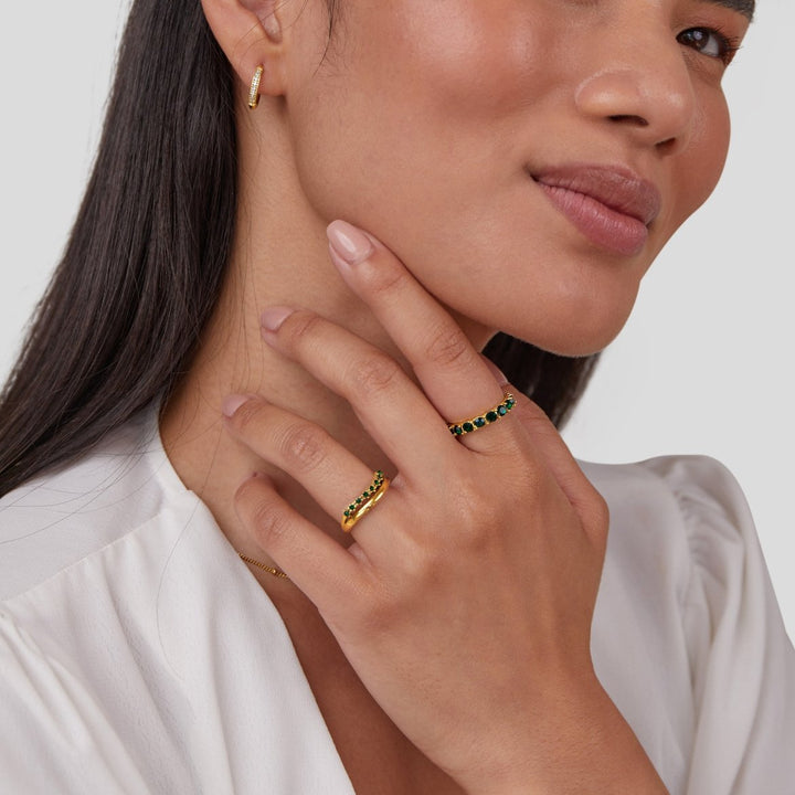Calista | Emerald Green Layered Ring