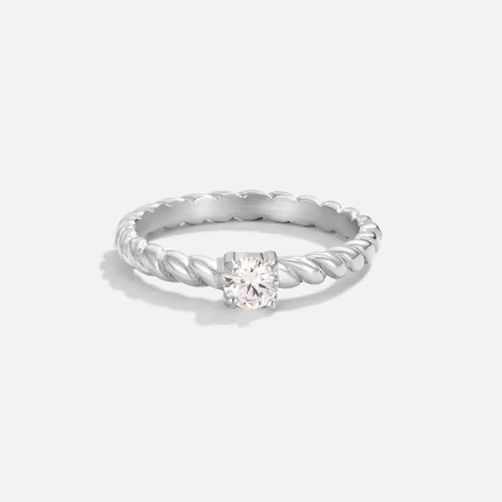 Sienna Twisted Silver Crystal Ring