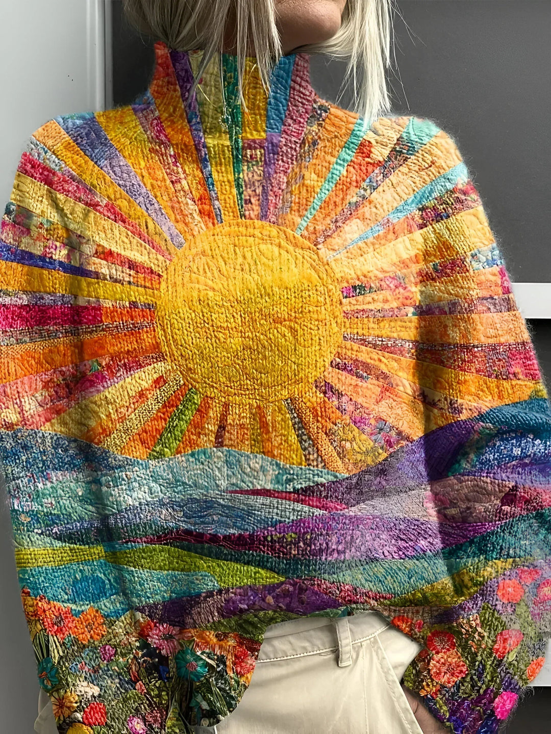 Luna | Turtleneck with Radiant Sunrise Landscape