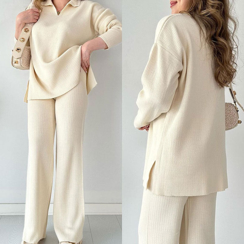 Seraphina | Casual Two-Piece Set with V-Neck and Slit
