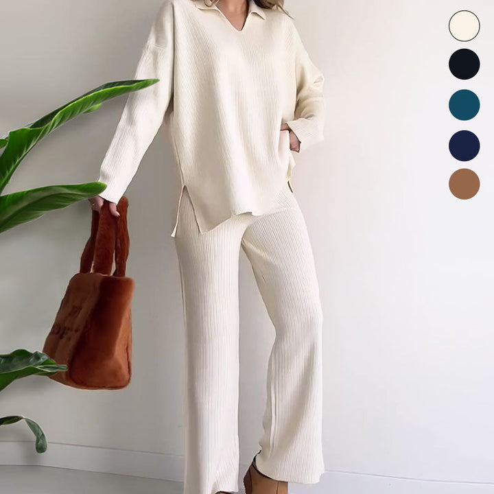 Seraphina | Casual Two-Piece Set with V-Neck and Slit