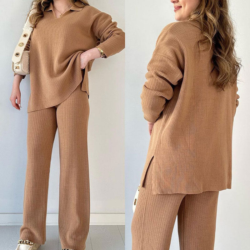 Seraphina | Casual Two-Piece Set with V-Neck and Slit