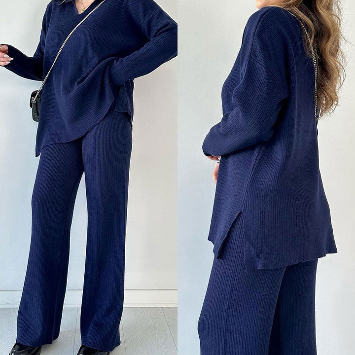 Seraphina | Casual Two-Piece Set with V-Neck and Slit