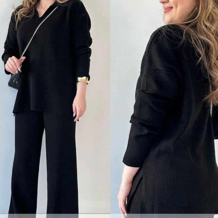 Seraphina | Casual Two-Piece Set with V-Neck and Slit