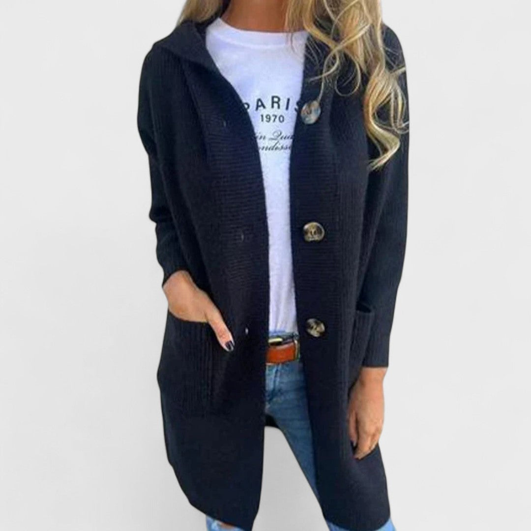 Renee | Long Hooded Button-Up Jacket