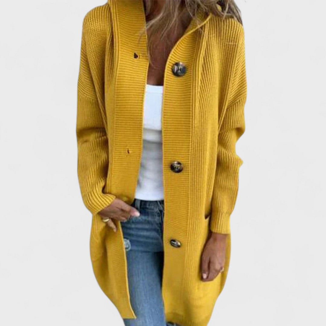 Renee | Long Hooded Button-Up Jacket