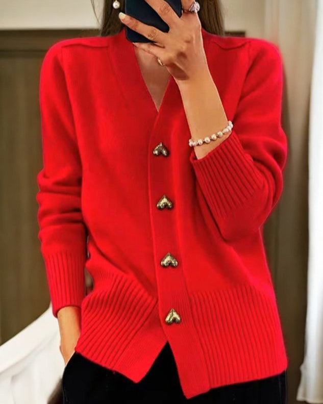 Elize | Chic Knit Cardigan with Heart Buttons