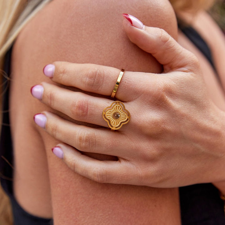 Mirella | Tiger Eye Lucky Flower Ring
