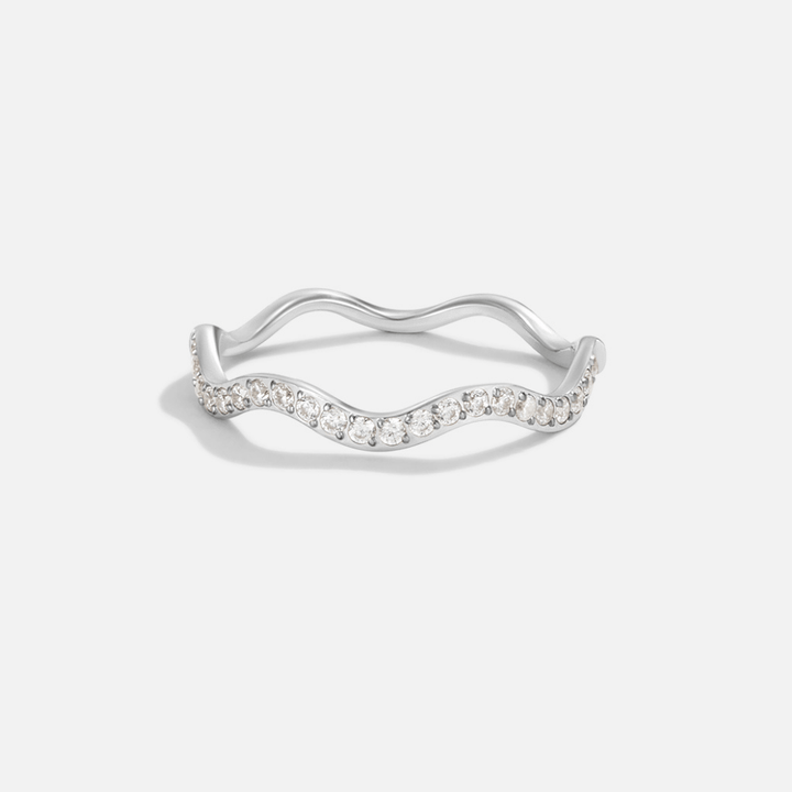 Lunara Crystal & Silver Wave Ring